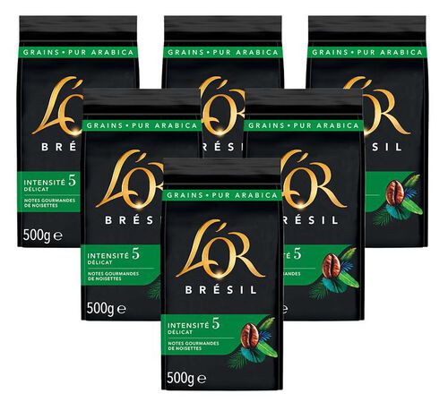 6 x 500 g - Caf&eacute; en grain - Br&eacute;sil - L'OR