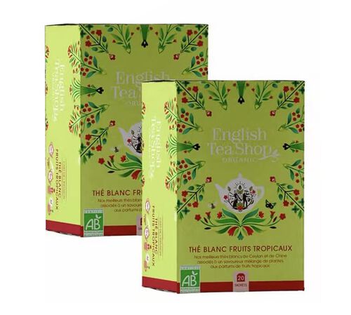 Pack Th&eacute; Blanc Fruits Tropicaux Bio - 2 x 20 sachets - ENGLISH TEA SHOP
