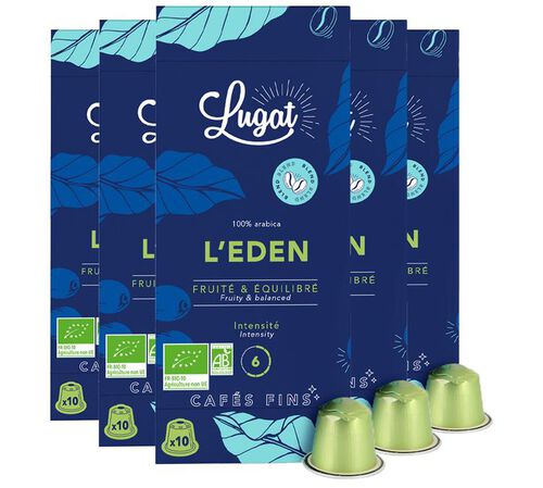 50 Nespresso* Original Compatible Capsules Eden Roast Organic &ndash; Lugat