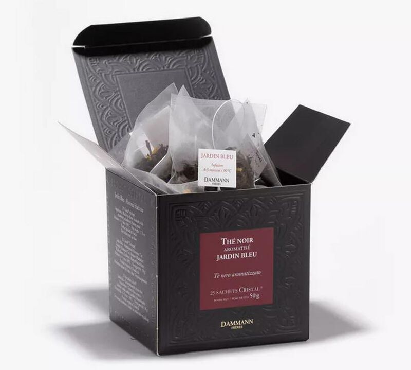Jardin Bleu flavoured black tea - 25 Cristal&reg; sachets - Dammann Fr&egrave;res image number 0