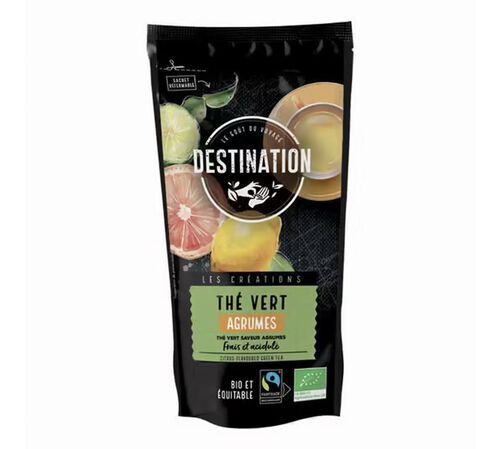 Th&eacute; Vert Agrumes Bio & Equitable - Vrac 80 g - FAIRTRADE - DESTINATION