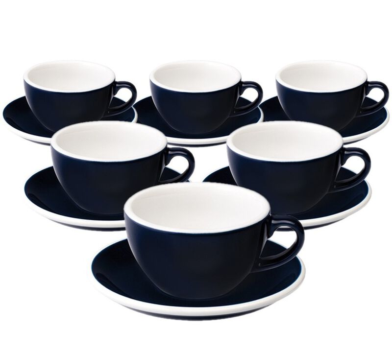 6 Tasses Cappuccino et sous-tasses Egg 20 cl Denim - Loveramics image number 0