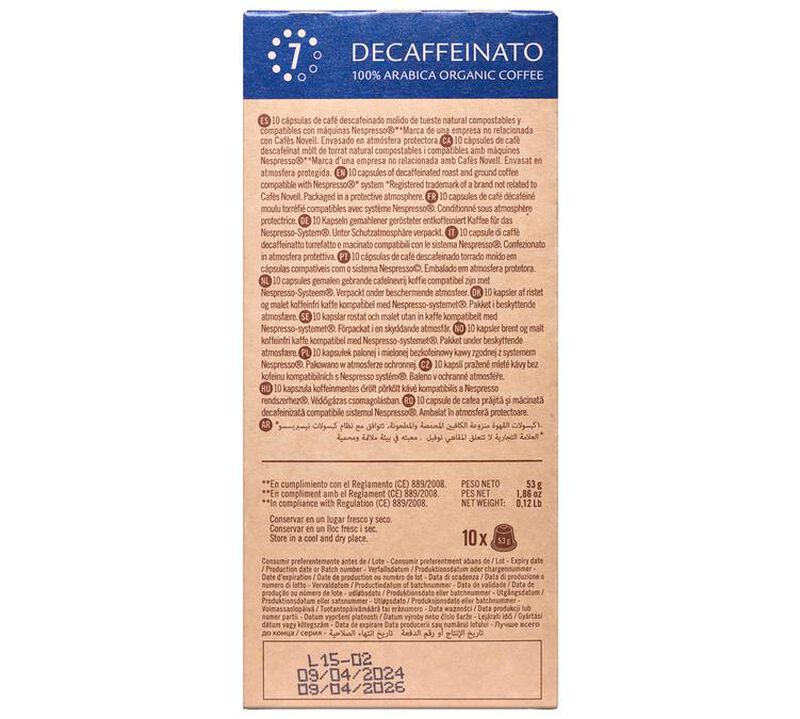 Novell Organic Coffee Pods Decaffeinato Compostable Capsules x 50 image number 1