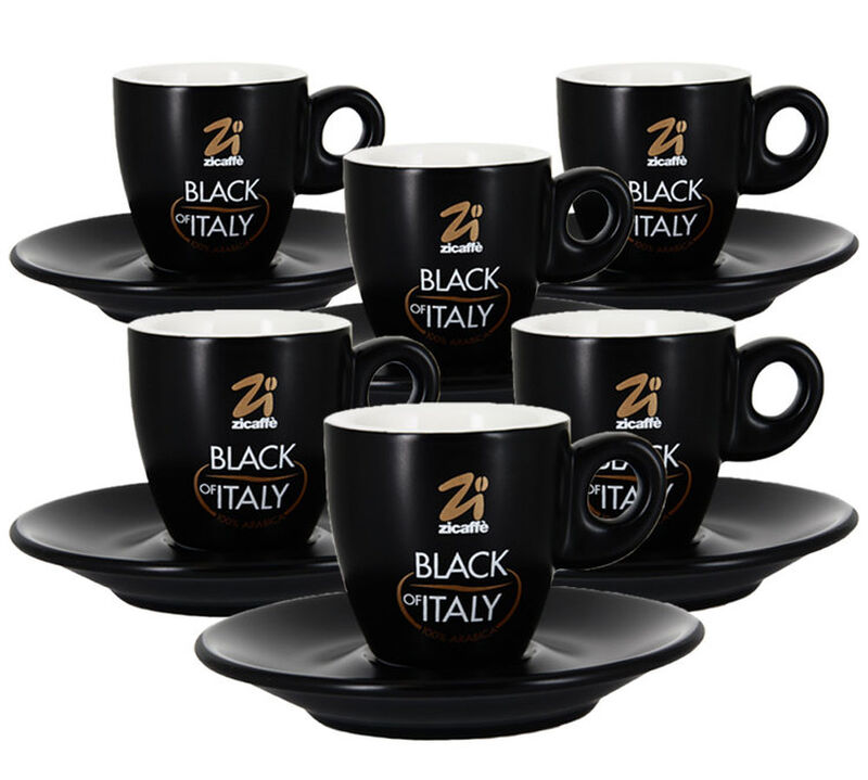 Zicaff&egrave; Set of 6 Cups and Saucers Black of Italy - 7cl image number 0