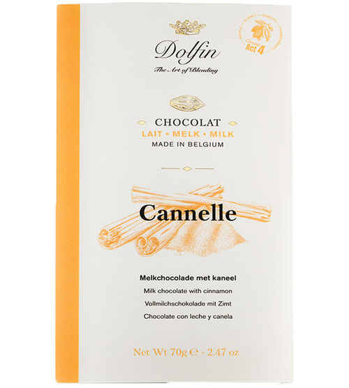 Dolfin Milk Chocolate and Ceylon Cinnamon Bar - 70g