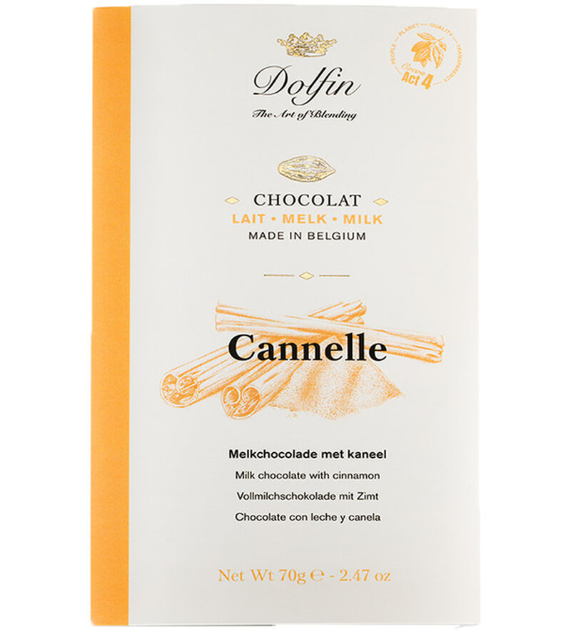 Tablette Chocolat au Lait & Cannelle de Ceylan - 70 g - DOLFIN image number 0