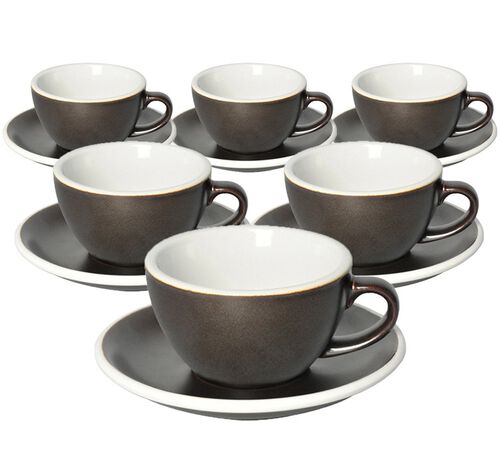 Loveramics - 6 tazze da cappuccino con piattini - Egg Gunpowder 20 cl
