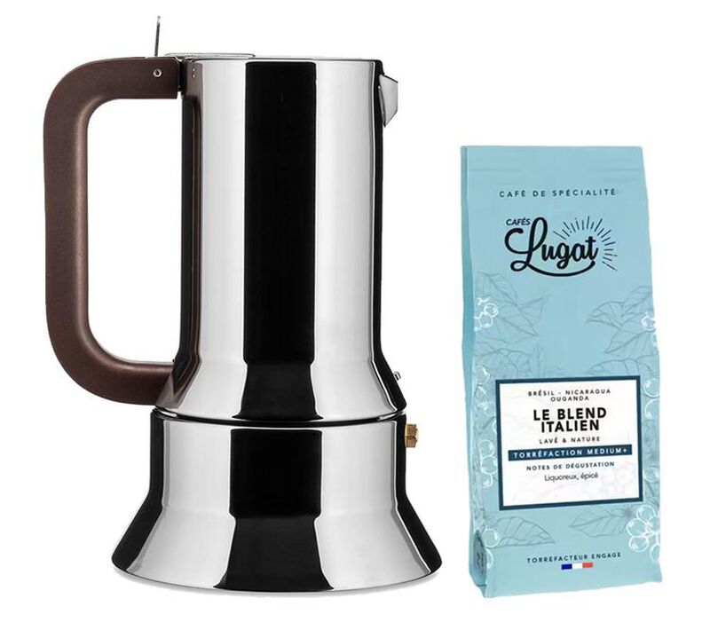 Alessi 9090 3-cup Moka Pot for induction hobs designed by Richard Sapper + Caf&eacute; Lugat image number 0