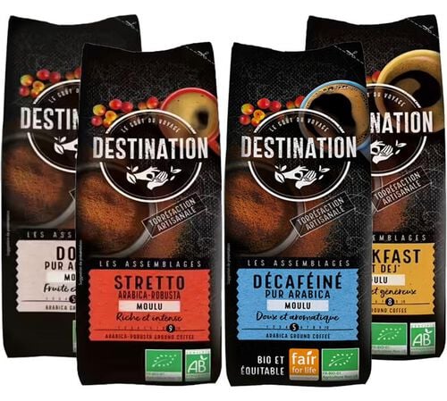 4 x 250 g - Caf&eacute; moulu - Pack d&eacute;couverte Bio - DESTINATION