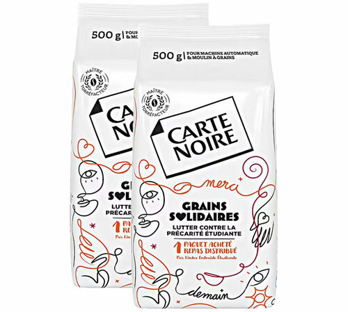 2 x 500 g - Caf&eacute; en grain - Grains Solidaires - CARTE NOIRE