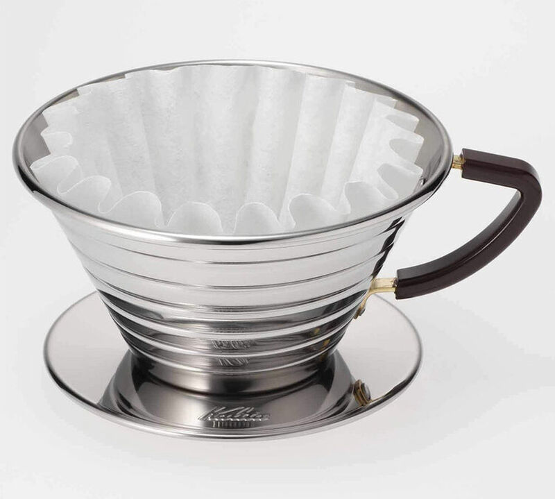 4-Cup flat-bottomed Kalita Wave Dripper 185 in stainless steel image number 3