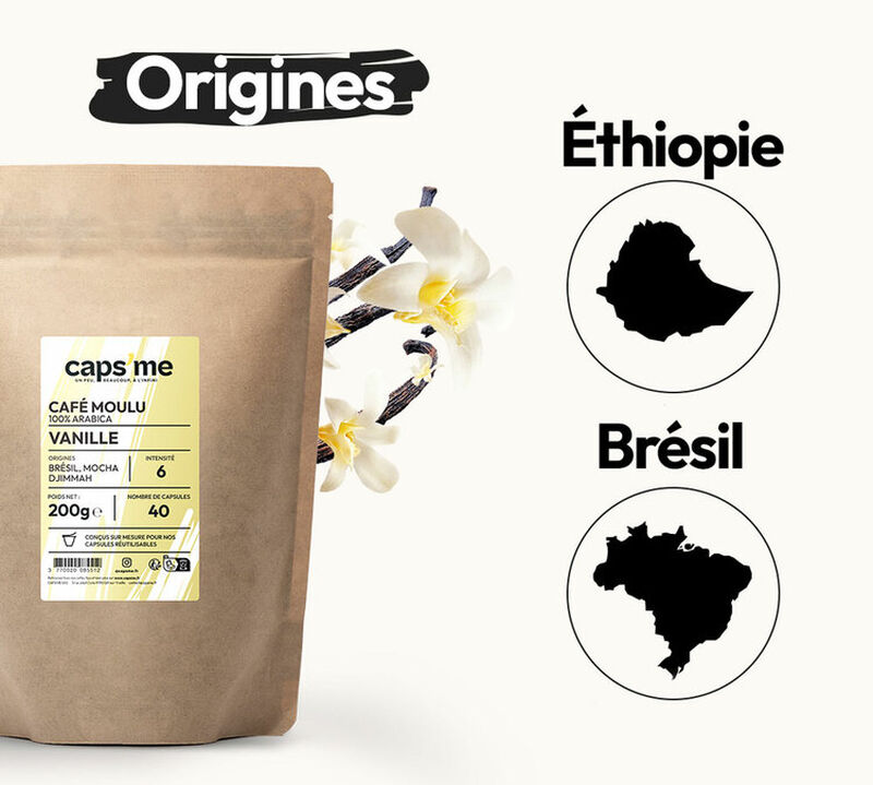 200 g - Caf&eacute; moulu - Aromatis&eacute; Vanille - CAPS ME image number 4