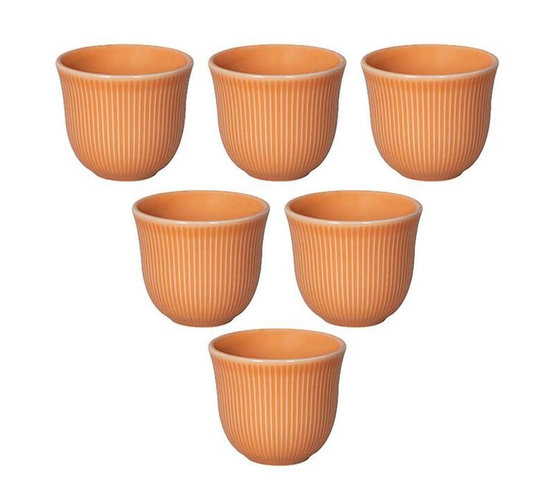 6 Tasses &agrave; caf&eacute; emboss&eacute;es 80 ml orange - LOVERAMICS image number 0