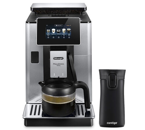 Expresso Broyeur DELONGHI Primadonna Soul ECAM 610.75.MB Gris - Carafe &agrave; caf&eacute; + Mug Contigo OFFERT