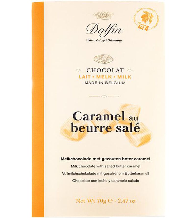 Dolfin Milk Chocolate Bar with Butterscotch Caramel - 70g image number 0