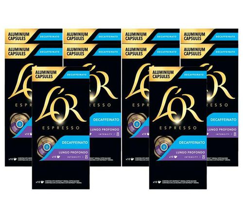 100 capsules compatibles Nespresso* Original Lungo Profondo Decaf&eacute;in&eacute; - L'OR ESPRESSO