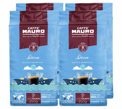 4 x 250 g - Caf&eacute; moulu - D&eacute;caf&eacute;in&eacute; - CAFF&Egrave; MAURO