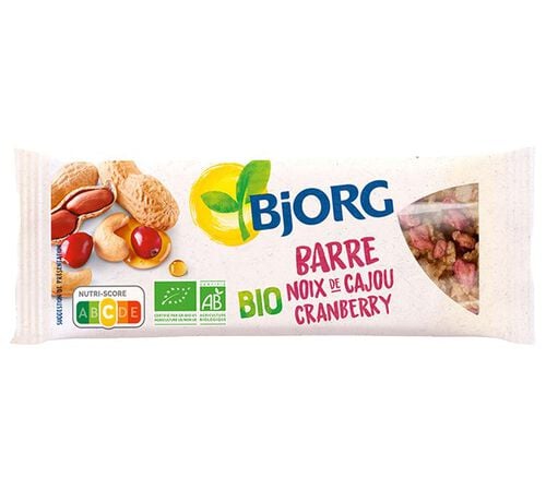 Barre C&eacute;r&eacute;ale Noix de Cajou Cranberry Bio - 30 x 25 g - BJORG