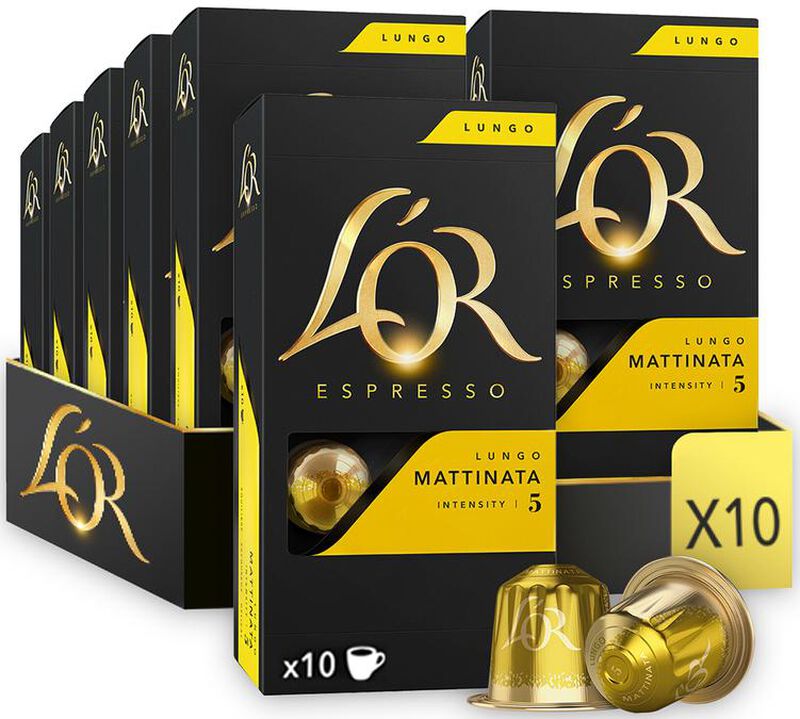 100 capsules compatibles Nespresso* Original Lungo Mattinata - L'OR ESPRESSO image number 0