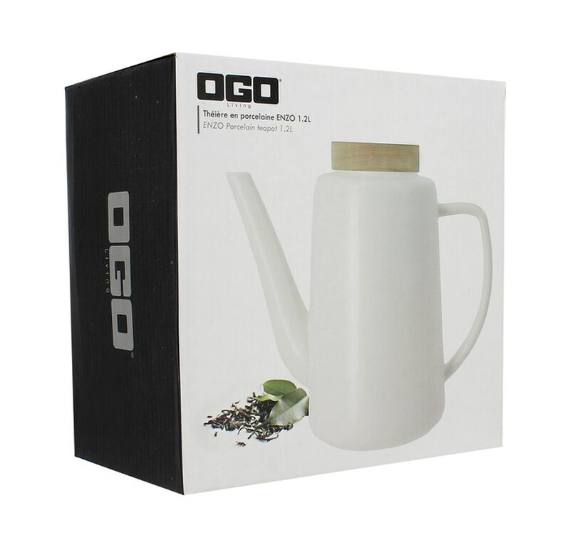OGO LIVING 'Enzo' white porcelain teapot with infuser + FREE tea image number 2