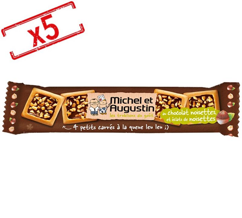 Michel et Augustin Milk Chocolate & Hazelnut Square Bars - Pack of 5 image number 0