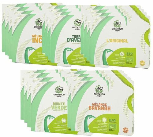 Pack D&eacute;couverte Bio 1000 capsules compatibles Nespresso* Pro &ndash; GREEN LION COFFEE
