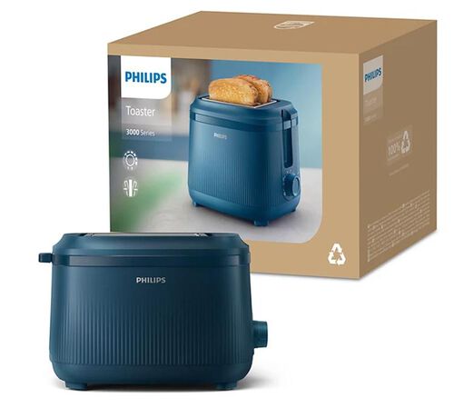 Grille-pain Philips S&eacute;rie 3000 - Toaster 2 fentes 900W HD2511/70 Bleu image number 2