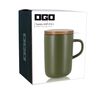 Ogo Living Juliet Stoneware Mug Acacia Lid with Strainer Khaki - 50cl image number 1