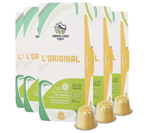 50 Nespresso* Original Compatible Capsules Original Organic &ndash; GREEN LION COFFEE
