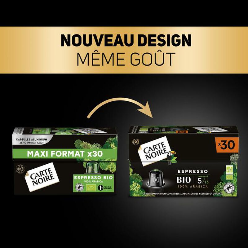 90 capsules compatibles Nespresso* Original Espresso Bio - CARTE NOIRE image number 1