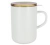 OGO Living White stoneware large tea infusing mug with wooden lid - 475ml image number 0