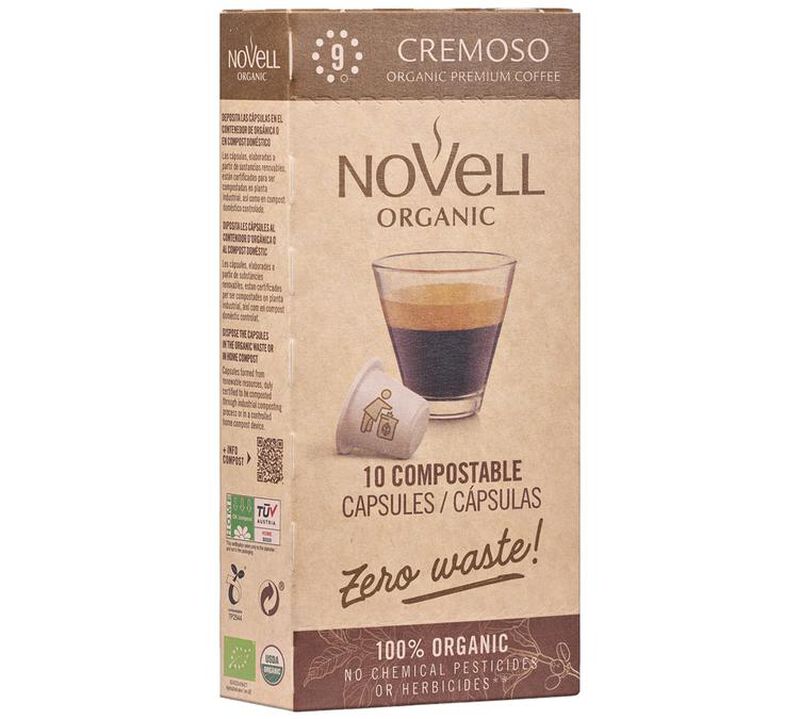 Novell Organic Coffee Pods Cremoso Compostable Capsules x 50 image number 1