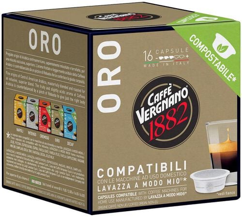 16 Capsules compostables compatibles A Modo Mio Lavazza Oro - CAFFE VERGNANO image number 2