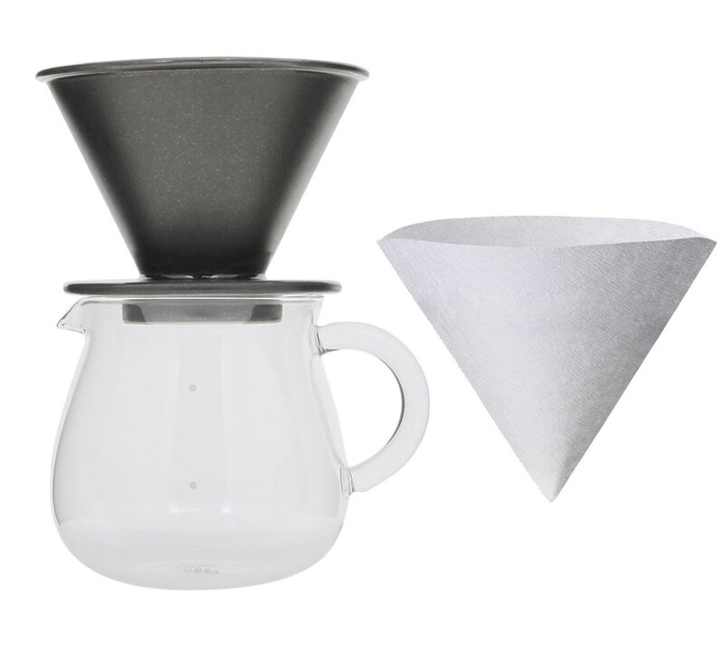 Kit Dripper SCS-01 noir + Carafe Kinto verre 600ml - Slow Coffee - Kinto image number 0