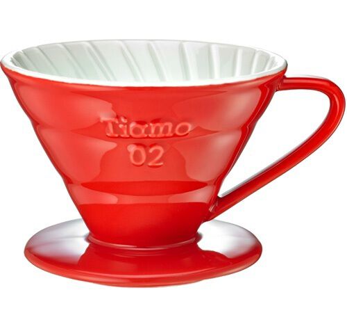 Tiamo V02 4-cup coffee dripper in red