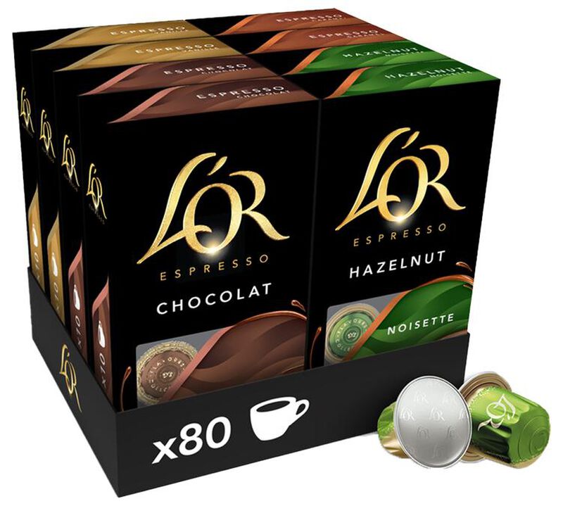 80 Nespresso* Original compatible capsules - 4 flavoured coffees - L'OR ESPRESSO image number 0