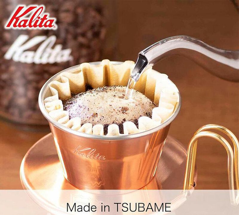 2-Cup flat-bottomed Kalita Wave Tsubame Dripper WDC-155 in copper image number 2