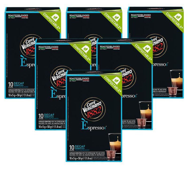 60 capsules compatibles Nespresso* Original Espresso Deca - CAFFE VERGNANO image number 0