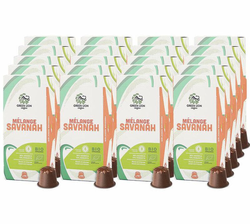 200 capsules compatibles Nespresso* Original Le m&eacute;lange Savanah Bio - GREEN LION COFFEE image number 0