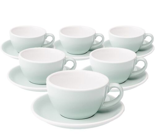 Loveramics - 6 tazze da cappuccino con piattini - Egg River Blue 20 cl