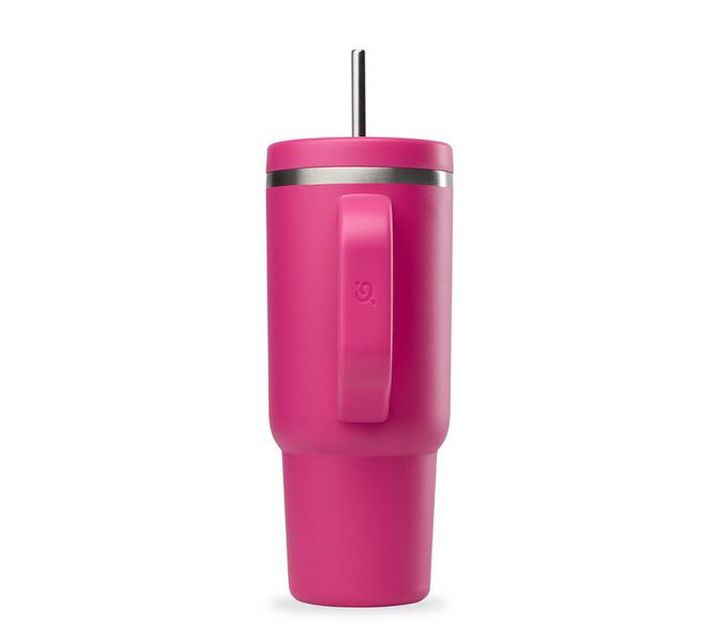 Gourde isotherme avec paille Travel cup magenta - 90 cl - QWETCH image number 2