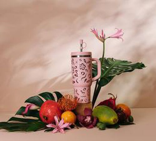 Gourde isotherme avec paille Travel cup Moani rose pastel - 90 cl - QWETCH image number 1