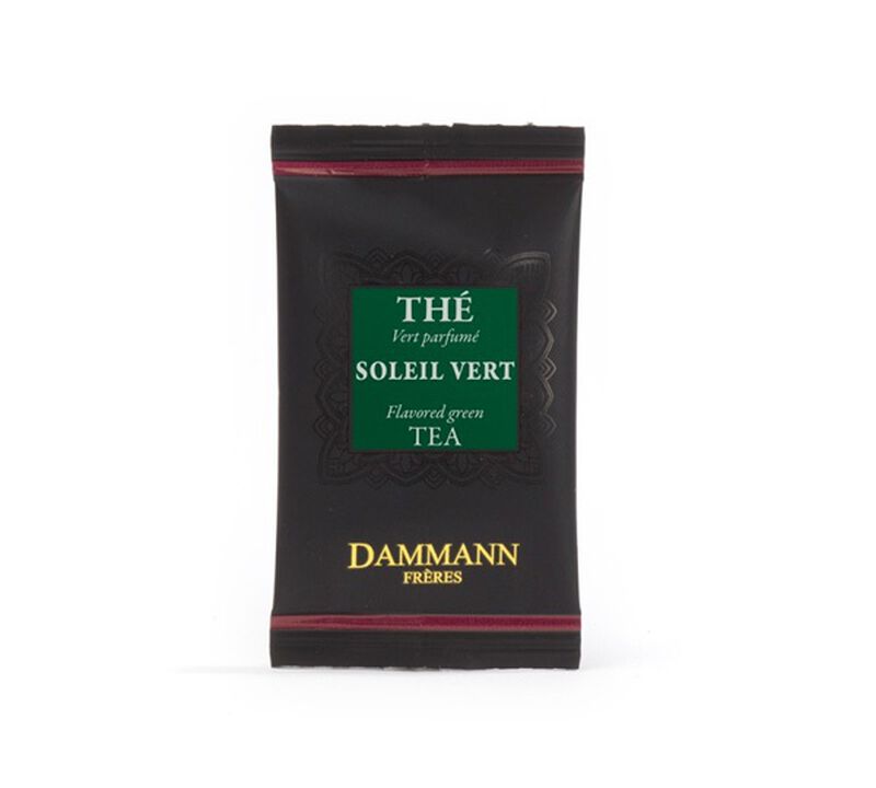 'Soleil Vert' Green Tea - 24 Cristal&reg; sachets - Dammann Fr&egrave;res image number 2
