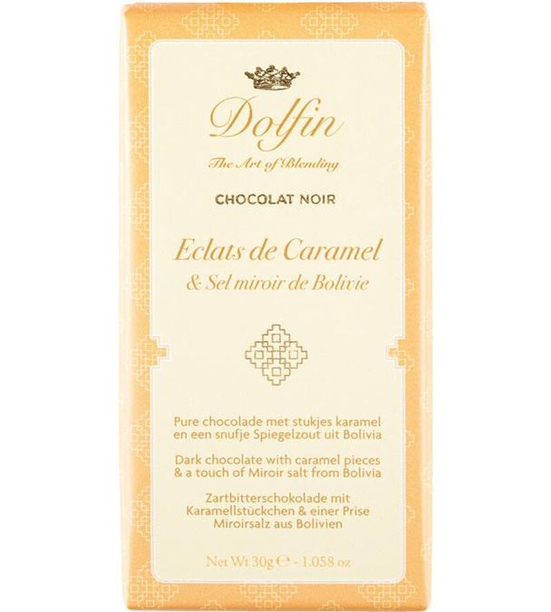 Tablette Chocolat Noir &Eacute;clats de Caramel Sel Miroir de Bolivie - 30 g - DOLFIN image number 0