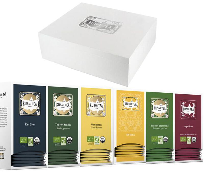 Coffret Pr&eacute;sentation Vide avec Assortiment de Th&eacute;s - 6 x 25 sachets - KUSMI TEA image number 0