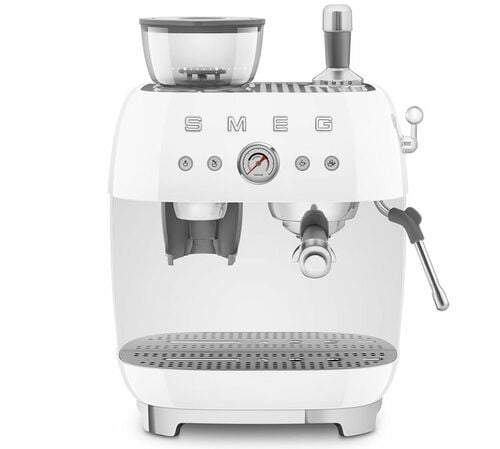 Machine expresso SMEG EGF03WHEU Blanche Ann&eacute;es 50 avec moulin int&eacute;gr&eacute;