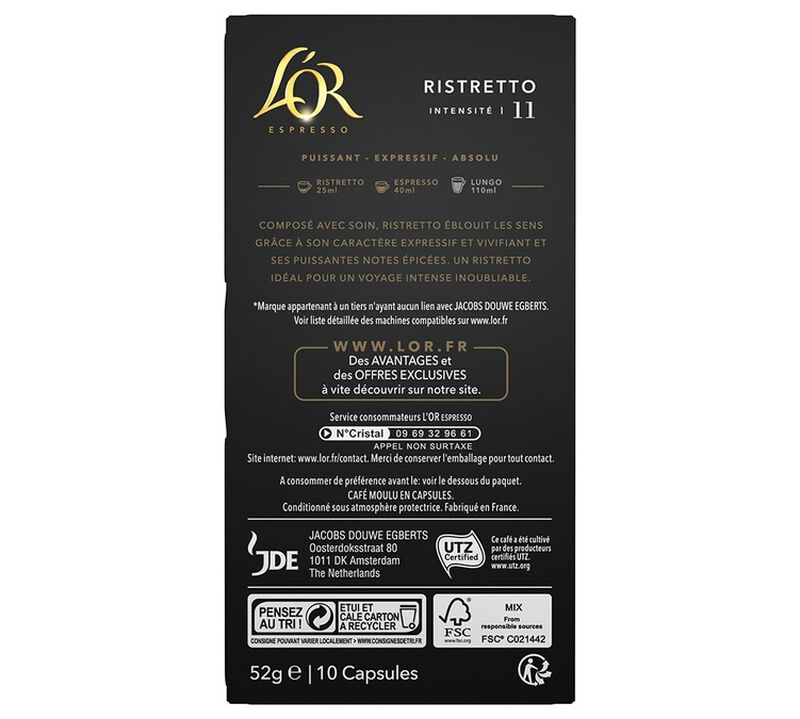 L'Or Espresso Ristretto Nespresso* Original Compatible Pods x 100 image number 2