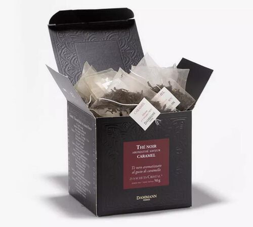 Caramel-flavoured black tea - 25 Cristal&reg; sachets - Dammann Fr&egrave;res