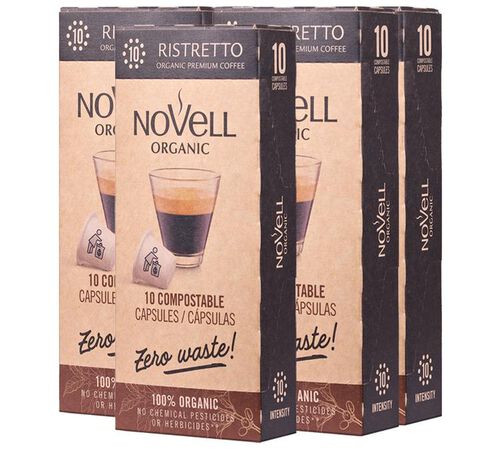 Novell Organic Coffee Pods Ristretto Compostable Capsules x 50