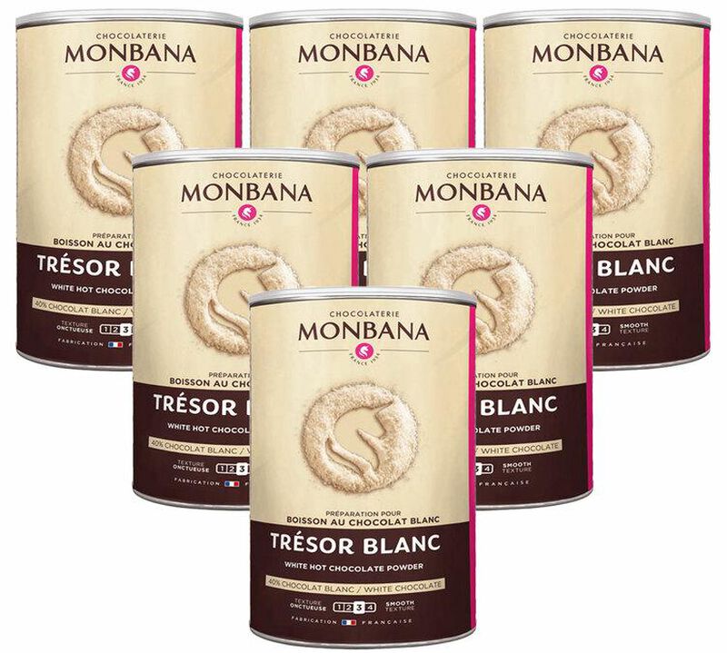 Lot 6 bo&icirc;tes Chocolat Blanc Poudre Tr&eacute;sor de Chocolat - Vrac 6 x 500 kg - MONBANA image number 0